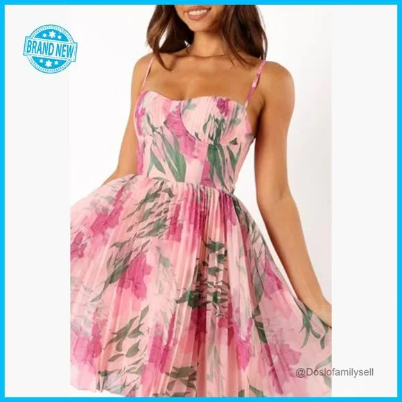 Floral Mini Dress Sweetheart Neckline Adjustable Straps Elegant Chic Party Wear